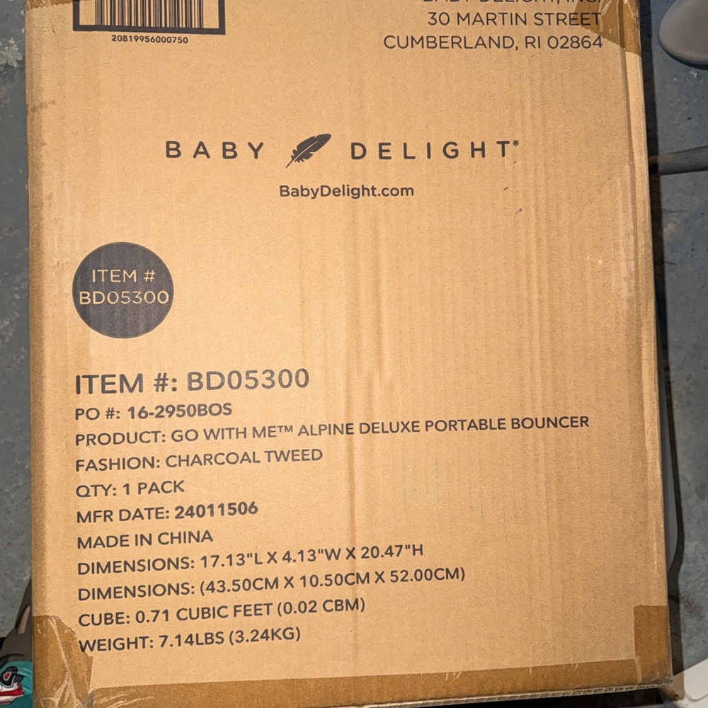 Baby Delight Alpine Deluxe Portable Bouncer - Charcoal